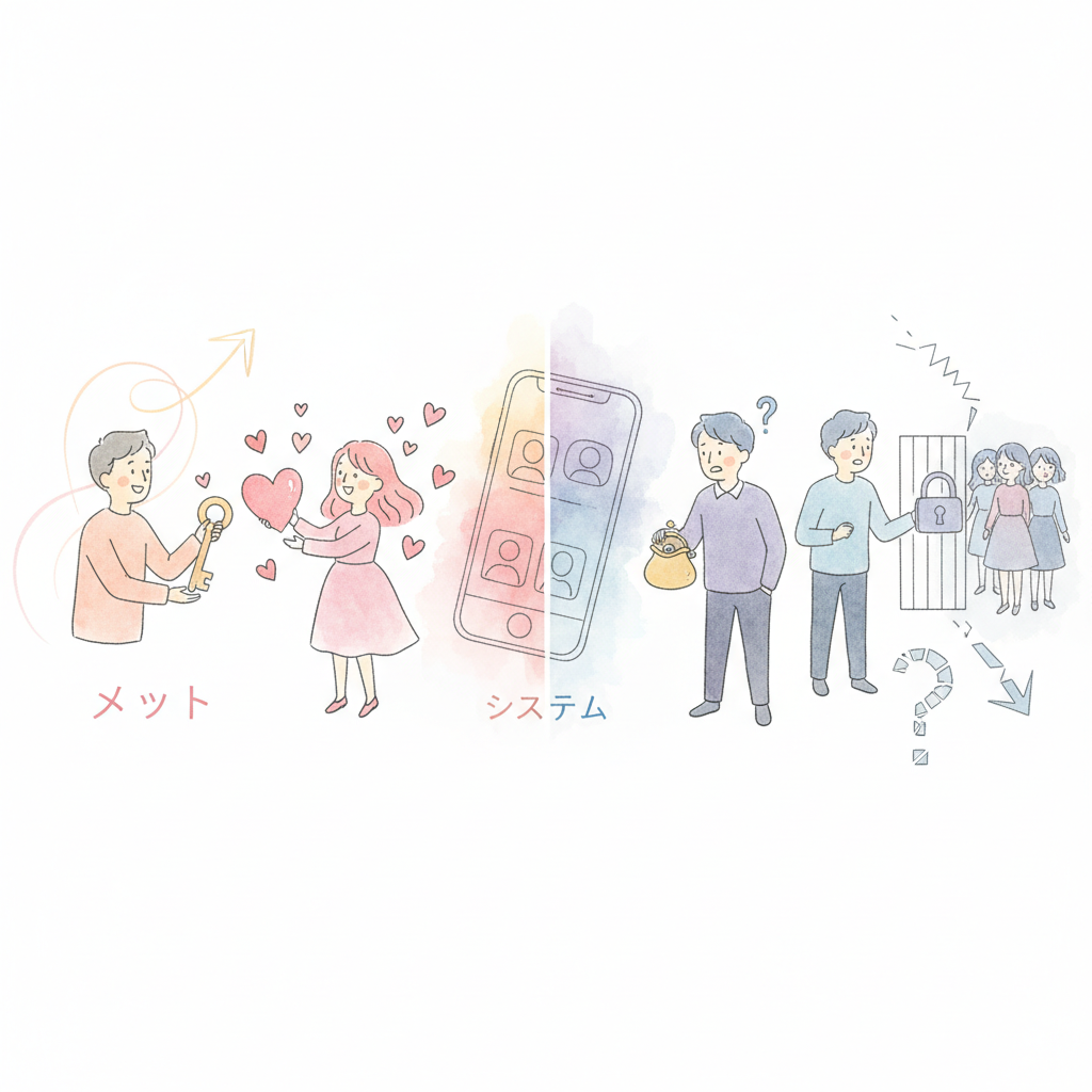 マッチングアプリ男性有料制度のメリット・デメリット【2026年最新版】